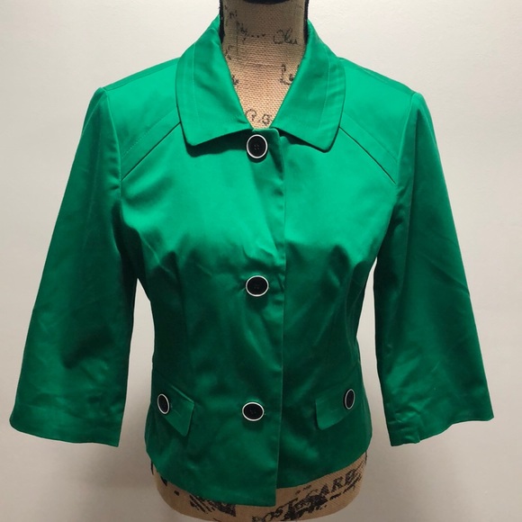 {East 5th} Green Collared Button Front Swing Jacket - Picture 2 of 9